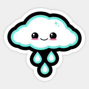 Turquoise Kawaii Cloud Sticker